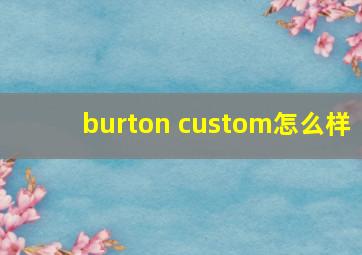 burton custom怎么样